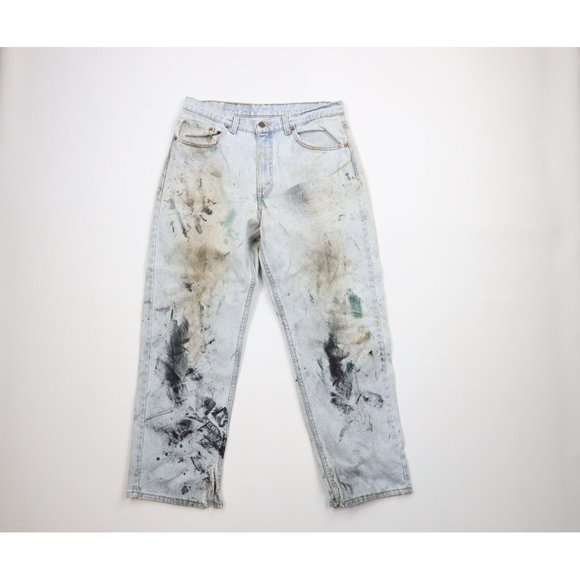 New] GRANCY Zip Design Baggy Denim Pants, Brown, Size M